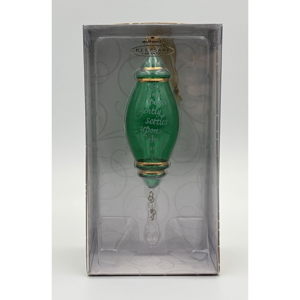 Hallmark Keepsake Ornament Perfect Harmony Etched Glass Green Gold 2002 Vintage